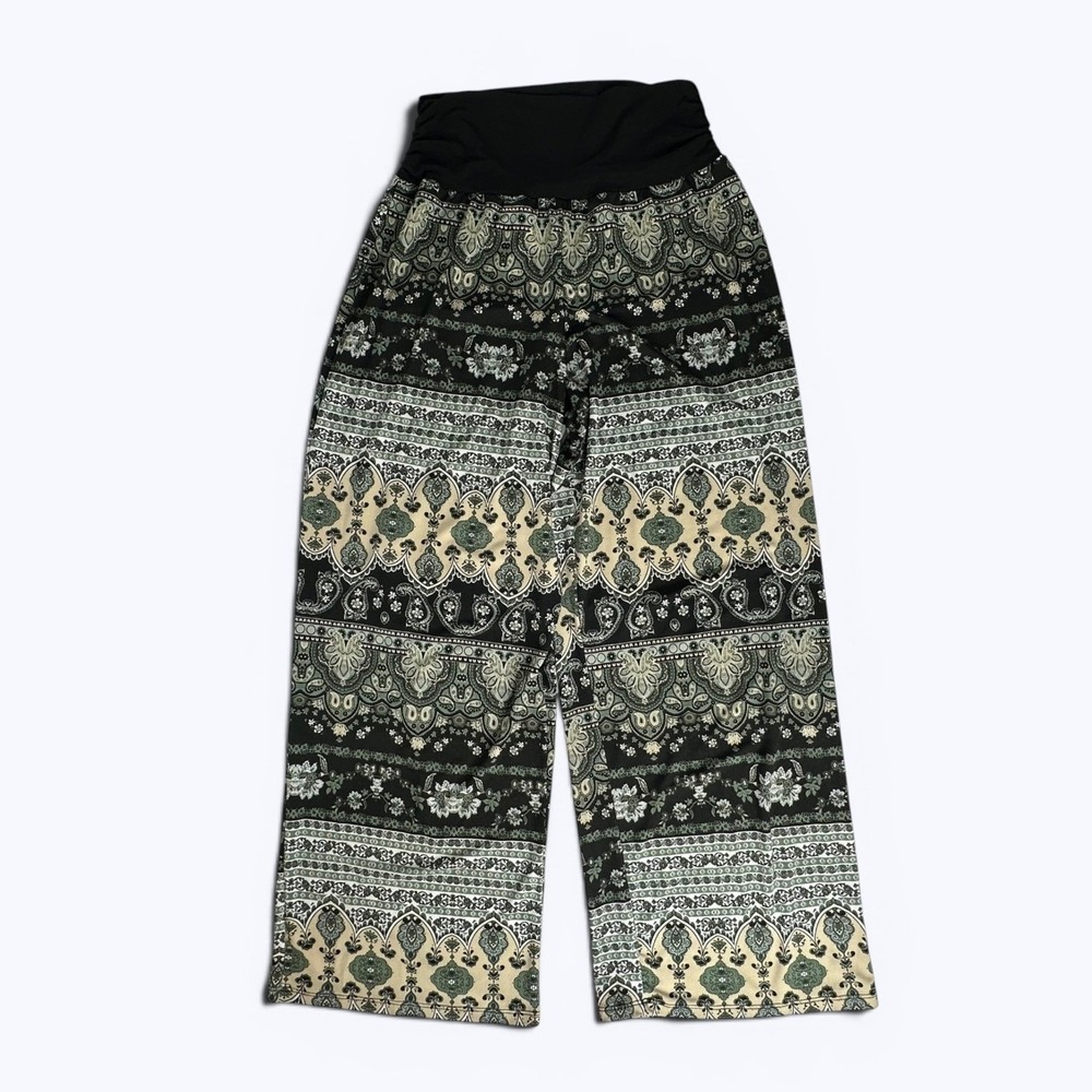 New Directions Wide Leg Palazzo Pants Paisley Boho Resort Vacation Travel Sz L‎